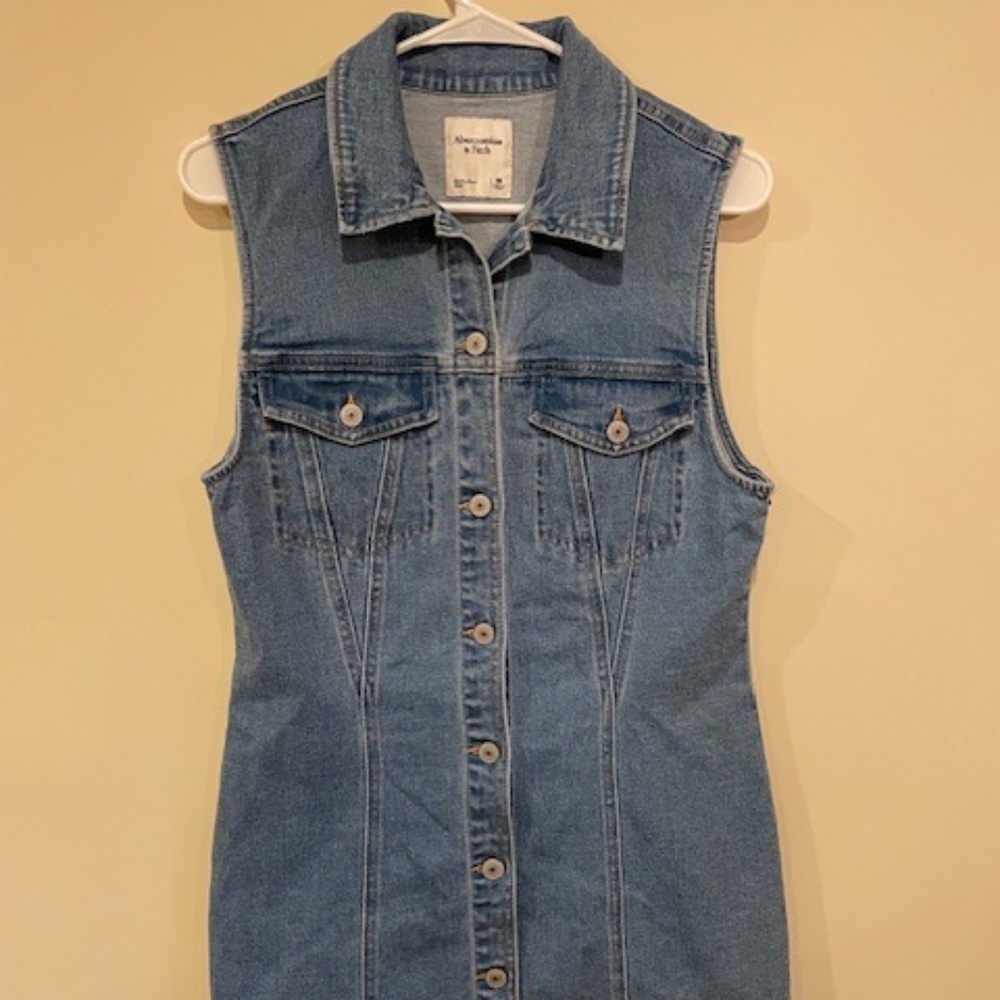 Abercrombie & Fitch - Denim Collared Sleeveless Mini Dress